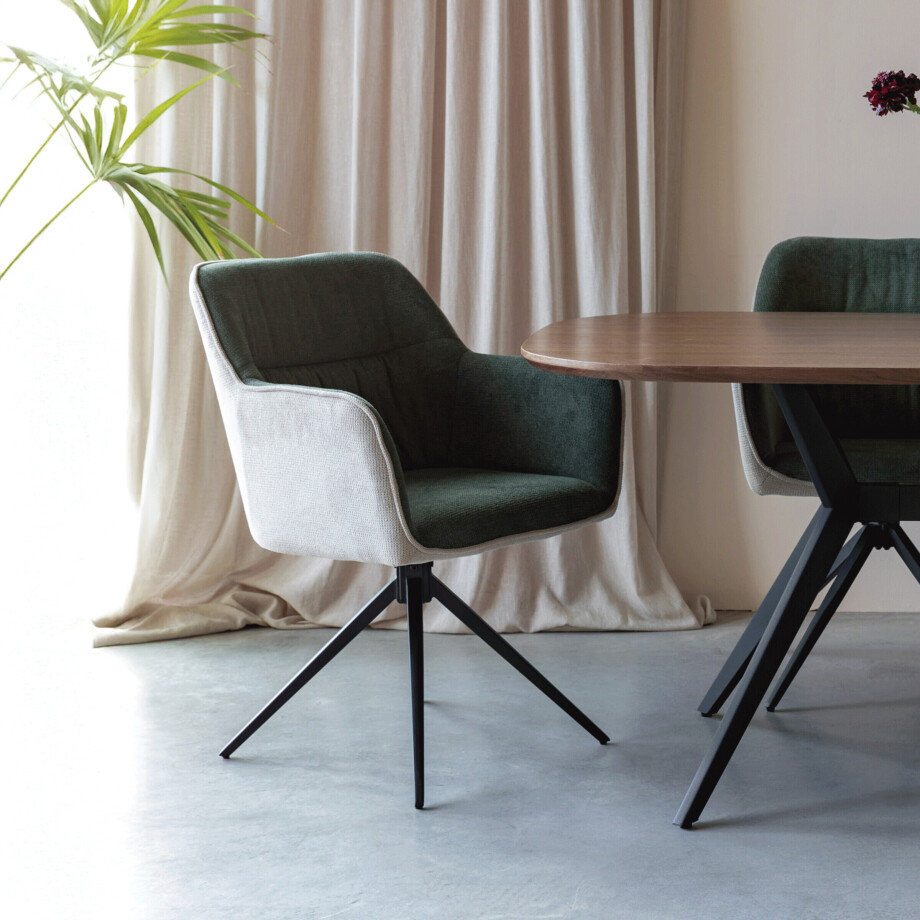 ZILT Eetkamerstoel 'Hasani' kleur Beige/Groen afbeelding 1