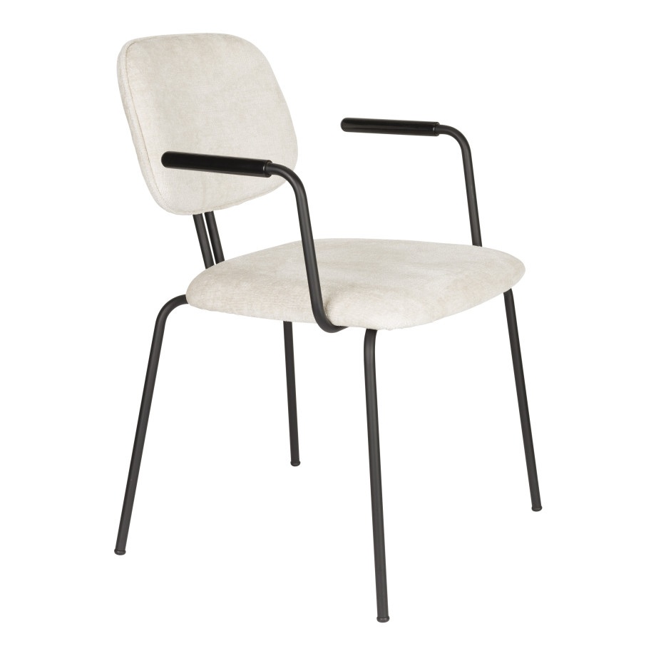 ZILT Eetkamerstoel 'Latisha' Met armleuning, Chenille, kleur Off White afbeelding 1