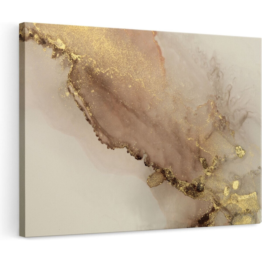 Artaza Canvas Schilderij Abstract Goud - 120x80 cm - Groot - Wanddecoratie Woonkamer - Muurdecoratie Abstracte Kunst - Decoratie Beige Artaza Canvas Schilderij Abstract Goud - 120x80 cm - Groot - Wanddecoratie Woonkamer - Muurdecoratie Abstracte Kunst - Decoratie Beige afbeelding 1