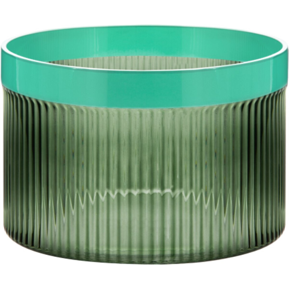 Remember - Glazen Schaal 'Groove' - Groen - Glas - Geribbeld afbeelding 1