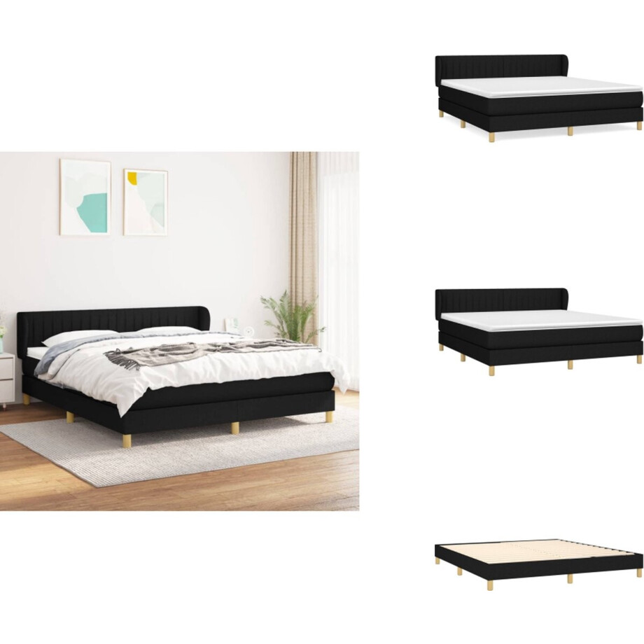 vidaXL Boxspring - Boxsprings - Bed - Slaapmeubel - Boxspring met matras stof zwart 160x200 cm afbeelding 1