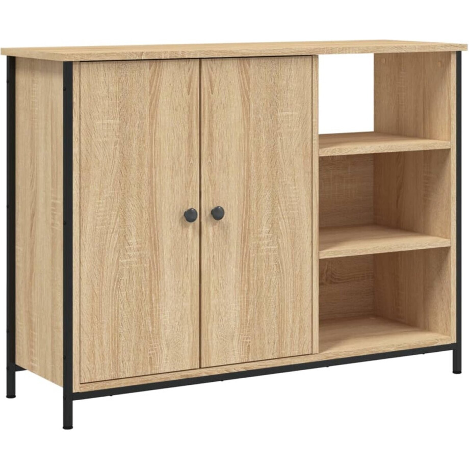 vidaXL - Dressoir - 100x33x75 - cm - bewerkt - hout - sonoma - eikenkleurig afbeelding 1