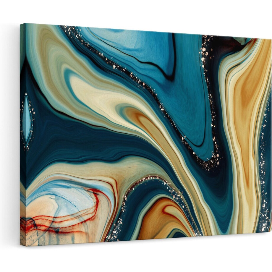 Artaza Canvas Schilderij Abstracte Kunst- Verschillende Kleuren Marmer - 120x80 - Groot - Foto Op Canvas - Wanddecoratie Woonkamer afbeelding 1