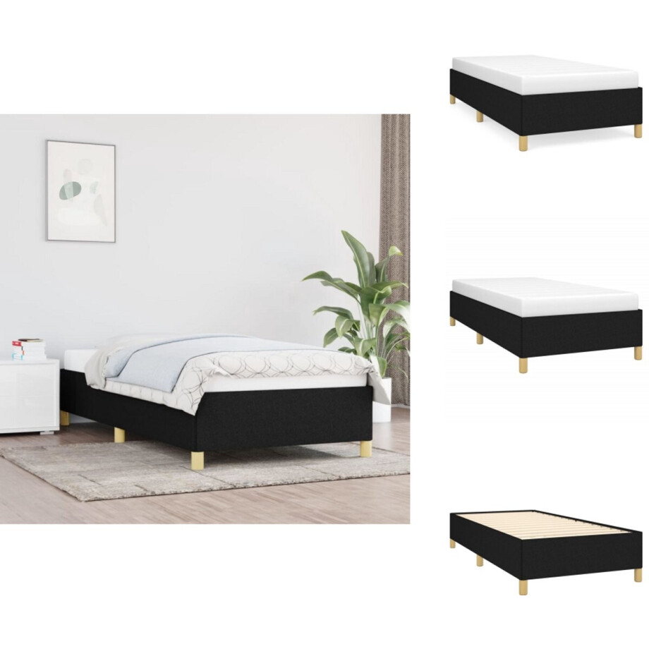 vidaXL Bedframe - Bedframes - Slaapmeubel - Bedbodem - Bedframe zonder matras 80x200 cm stof zwart afbeelding 1