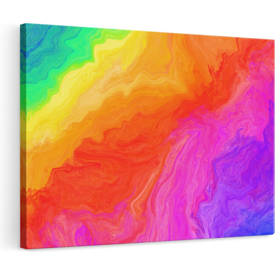 Artaza Canvas Schilderij Abstracte Kunst - Regenboog Kleuren - 120x80 - Groot - Foto Op Canvas - Wanddecoratie Woonkamer afbeelding 1
