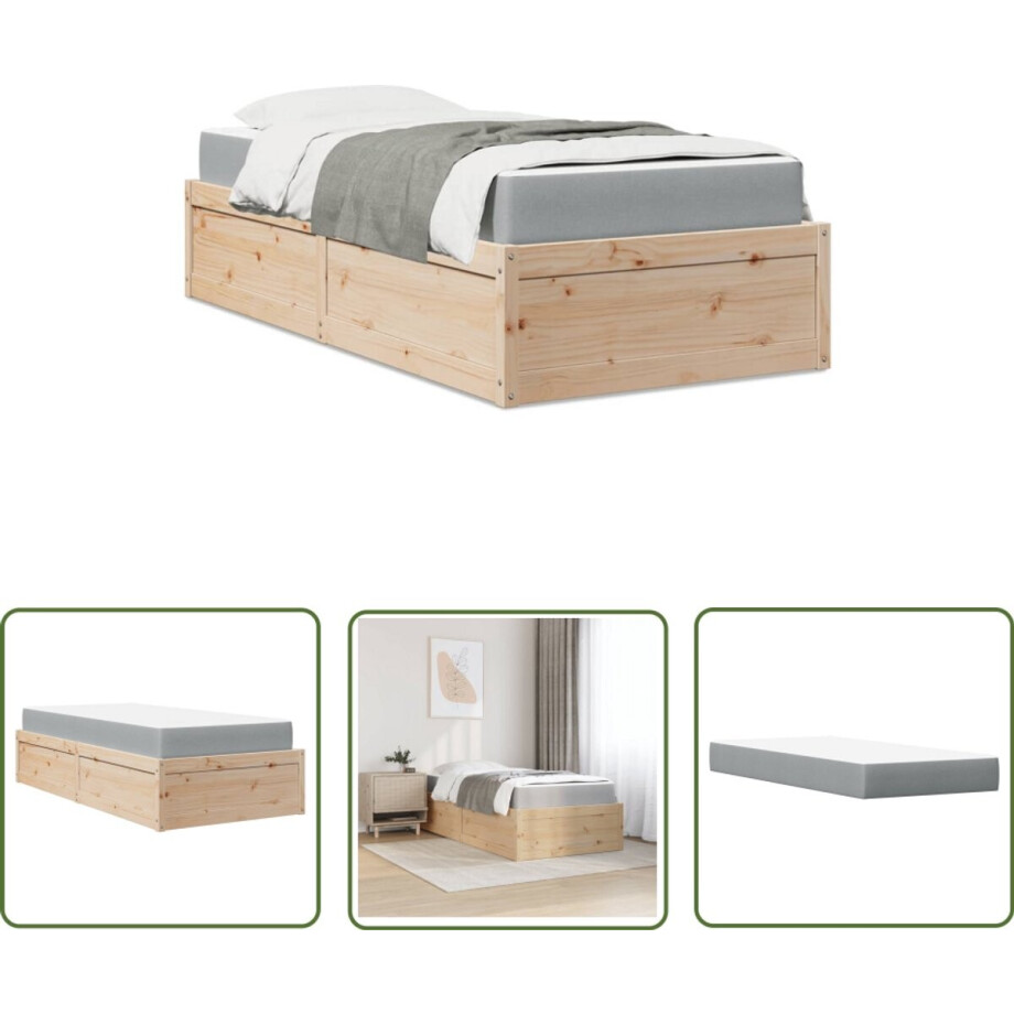 vidaXL Houten Bed - Slaapcomfort - Bed met matras massief grenenhout 90x190 cm - Grenenhouten Bed - Tweepersoonsbed - Compact Bed vidaXL Houten Bed - Slaapcomfort - Bed met matras massief grenenhout 90x190 cm - Grenenhouten Bed - Tweepersoonsbed - Compact Bed afbeelding 1