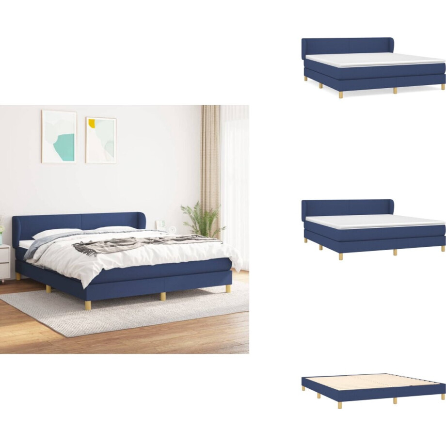 vidaXL Boxspring - Boxsprings - Bed - Slaapmeubel - Boxspring met matras stof blauw 160x200 cm vidaXL Boxspring - Boxsprings - Bed - Slaapmeubel - Boxspring met matras stof blauw 160x200 cm afbeelding 1