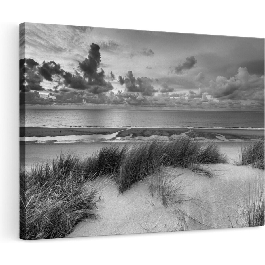 Artaza Canvas Schilderij Strand en Duinen - Zwart Wit - 120x80 - Groot - Foto Op Canvas - Wanddecoratie Woonkamer Artaza Canvas Schilderij Strand en Duinen - Zwart Wit - 120x80 - Groot - Foto Op Canvas - Wanddecoratie Woonkamer afbeelding 1