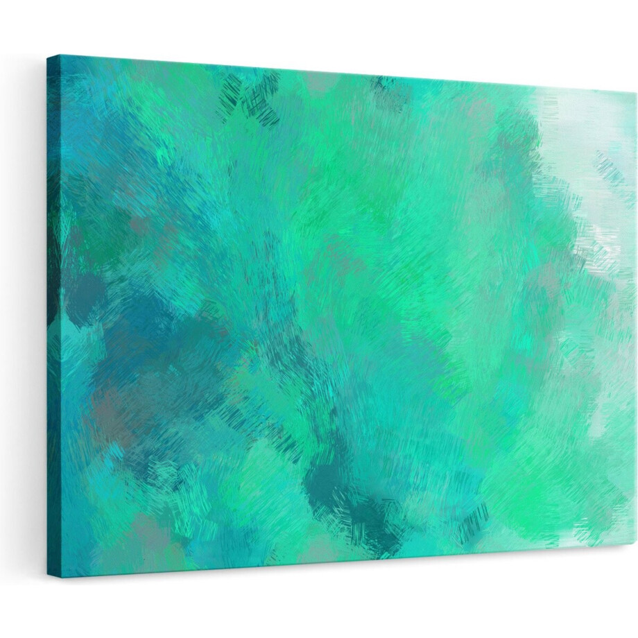 Artaza Canvas Schilderij Abstract - 120x80 cm - Groot - Wanddecoratie Groen - Muurdecoratie Woonkamer - Schilderij Abstracte Kunst afbeelding 1