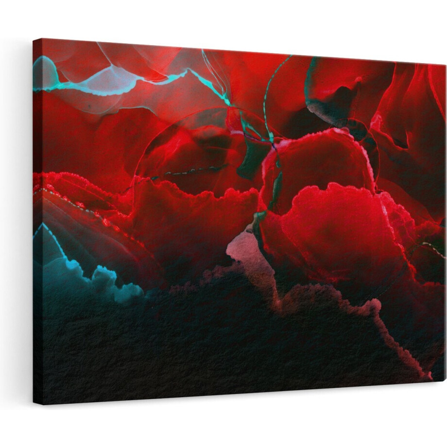 Artaza Canvas Schilderij Abstracte Kunst - Rode Artistiek - 120x80 - Groot - Foto Op Canvas - Wanddecoratie Woonkamer afbeelding 1