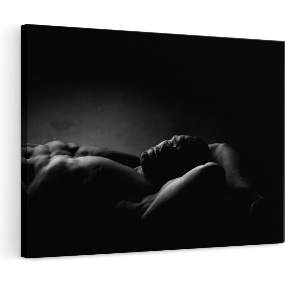 Artaza Canvas Schilderij Naakt Man - 120x80 cm - Groot - Wanddecoratie Kunstfotografie - Muurdecoratie Slaapkamer - Schilderijen Op Canvas afbeelding 1