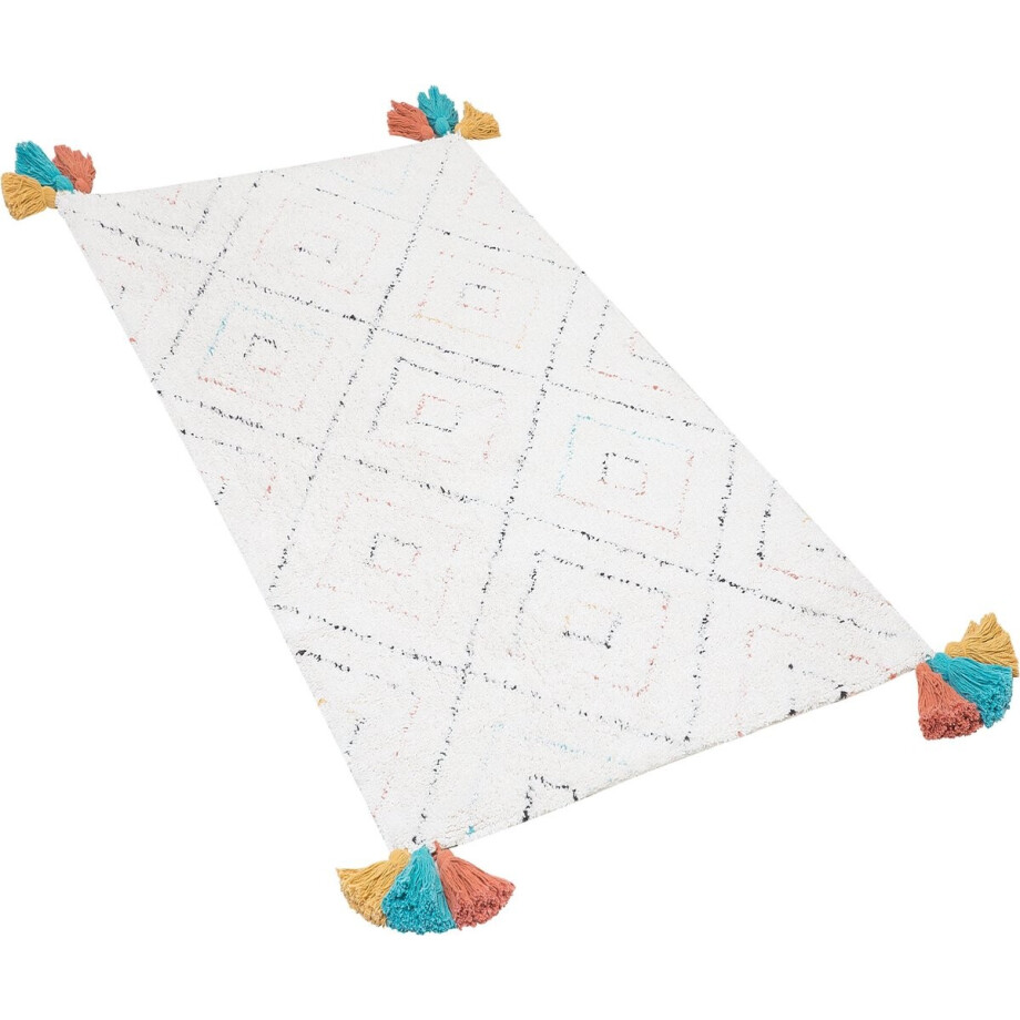 BELIANI KARTAL - Shaggy vloerkleed - Wit - 80 x 150 cm - Katoen afbeelding 1