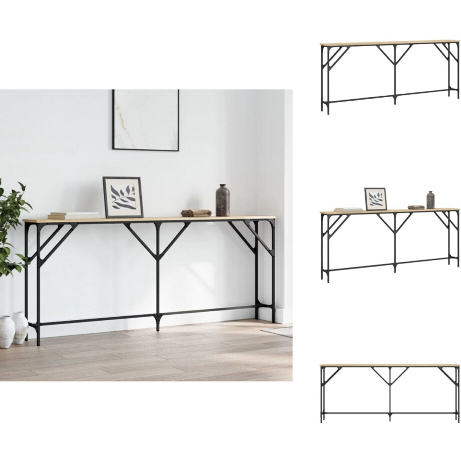 vidaXL Wandtafel - Wandtafels - Bijzettafel - Console Tafel - Wandtafel 180x23x75 cm bewerkt hout sonoma eikenkleurig vidaXL Wandtafel - Wandtafels - Bijzettafel - Console Tafel - Wandtafel 180x23x75 cm bewerkt hout sonoma eikenkleurig afbeelding 1