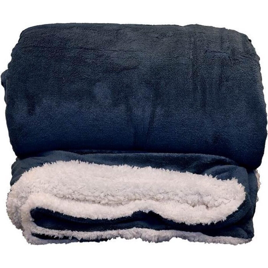 D- Unique Living | Lars XL plaid 220x240cm dark blue afbeelding 1