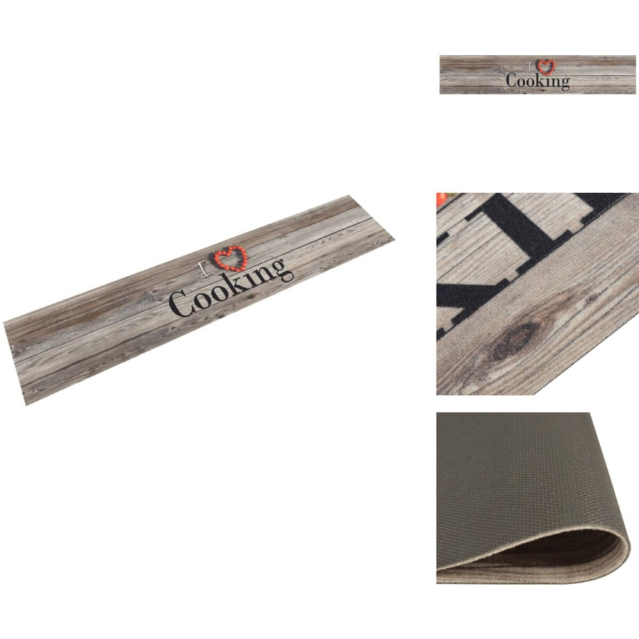 vidaXL Keukenmat - Keukenmatten - Keukentapijt - Kleed - Keukenmat wasbaar cooking-print 60x300 cm fluweel grijs vidaXL Keukenmat - Keukenmatten - Keukentapijt - Kleed - Keukenmat wasbaar cooking-print 60x300 cm fluweel grijs afbeelding 1