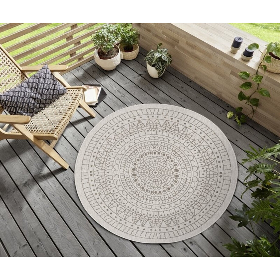 Flycarpets Omkeerbaar Vloerkleed - Binnen & Buitenkleed Porto- Linen - 200x200 cm afbeelding 1