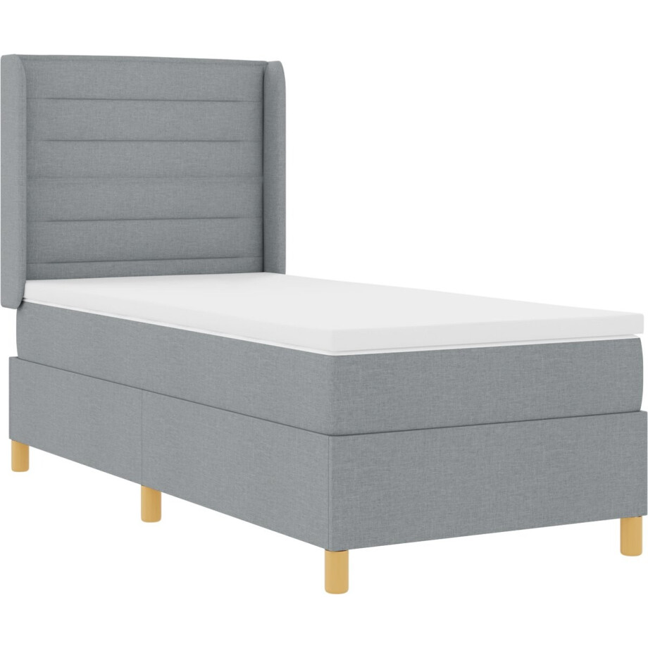vidaXL - Boxspring - bed - met - hoofdeinde - Lichtgrijs - 80 - x - 200 - cm - Stof vidaXL - Boxspring - bed - met - hoofdeinde - Lichtgrijs - 80 - x - 200 - cm - Stof afbeelding 1