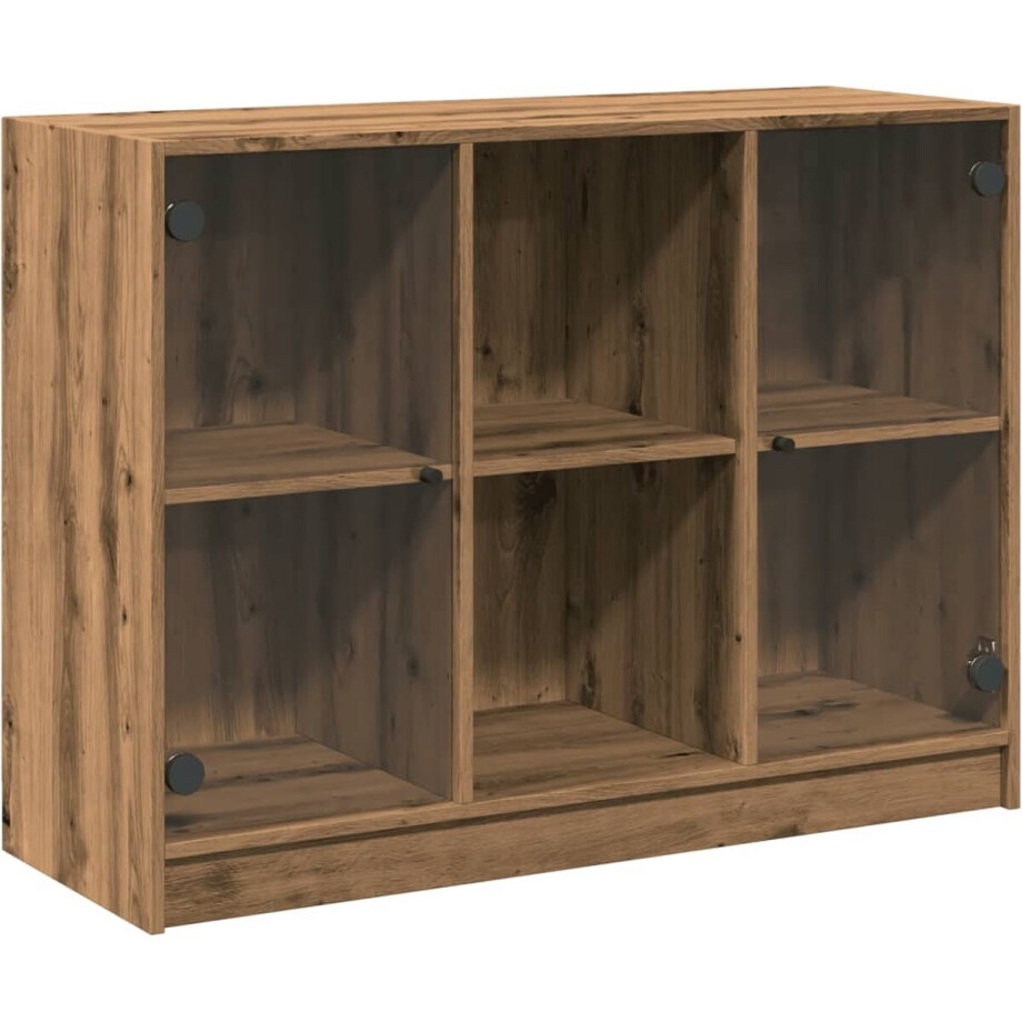 vidaXL - Dressoir - 102x37x75,5 - cm - bewerkt - hout - artisanaal - eikenkleurig vidaXL - Dressoir - 102x37x75,5 - cm - bewerkt - hout - artisanaal - eikenkleurig afbeelding 1