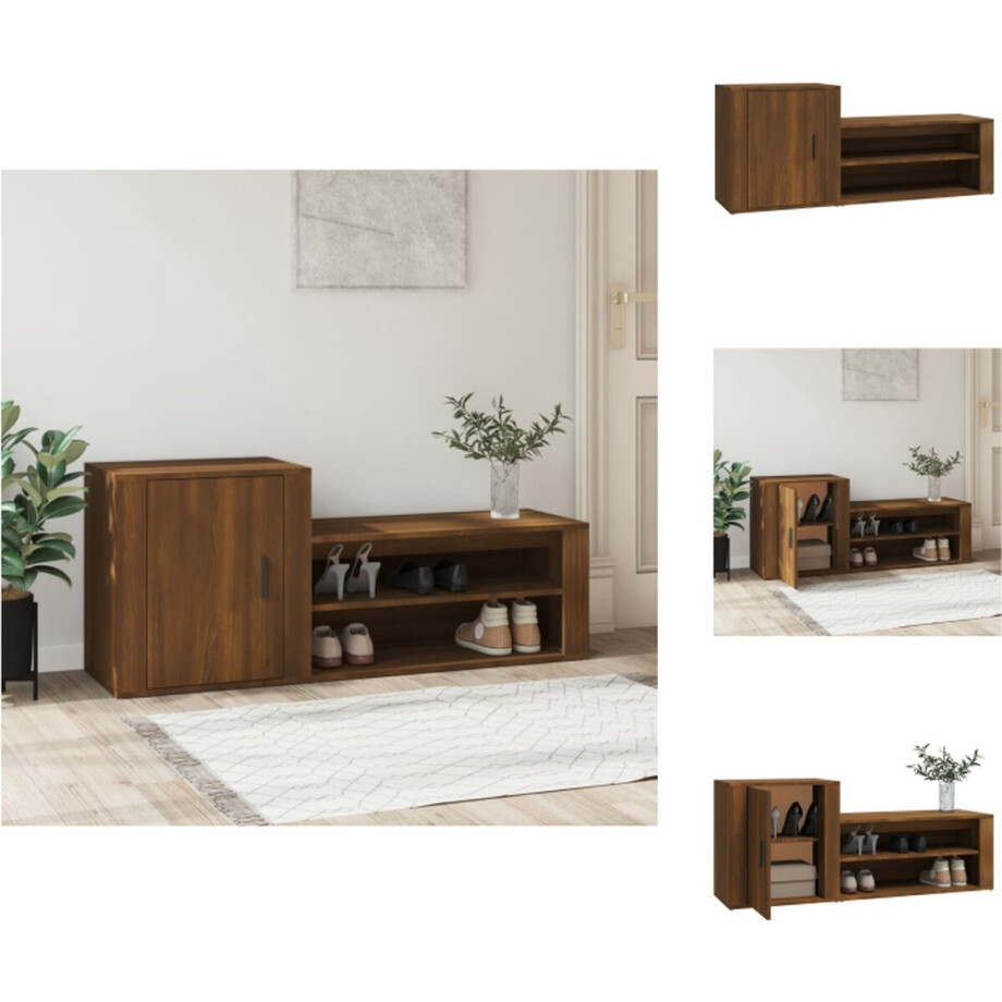 vidaXL Schoenenrek - Schoenenrekken - Opbergrek Voor Schoenen - Schoenenstellage - Schoenenkast 130x35x54 cm bewerkt hout bruin eikenkleur vidaXL Schoenenrek - Schoenenrekken - Opbergrek Voor Schoenen - Schoenenstellage - Schoenenkast 130x35x54 cm bewerkt hout bruin eikenkleur afbeelding 1