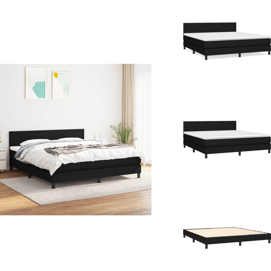 vidaXL Boxspring - Boxsprings - Bed - Slaapmeubel - Boxspring met matras stof zwart 160x200 cm afbeelding 1