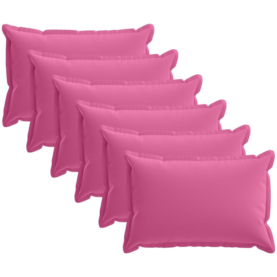vidaXL - Kussensloop - 6 - st - HOUTEN - Roze - 50 - x - 80 - cm - Polyester afbeelding 1