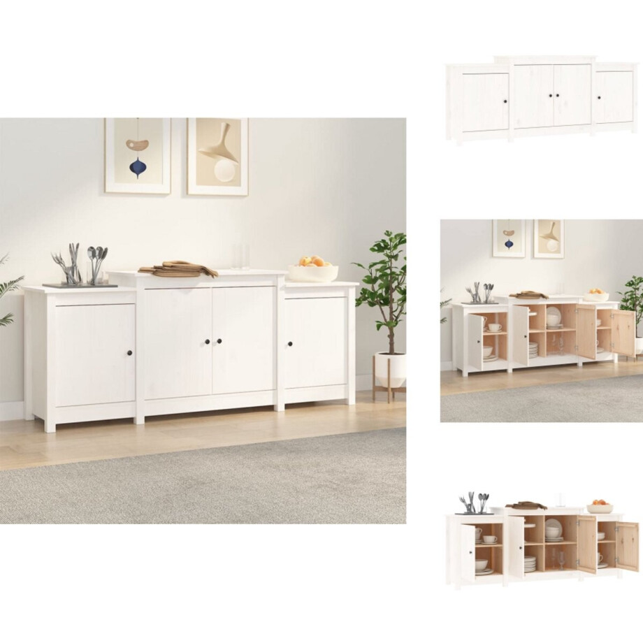 vidaXL Dressoir - Dressoirs - Kast - Wandkast - Dressoir 164x37x68 cm massief grenenhout wit afbeelding 1