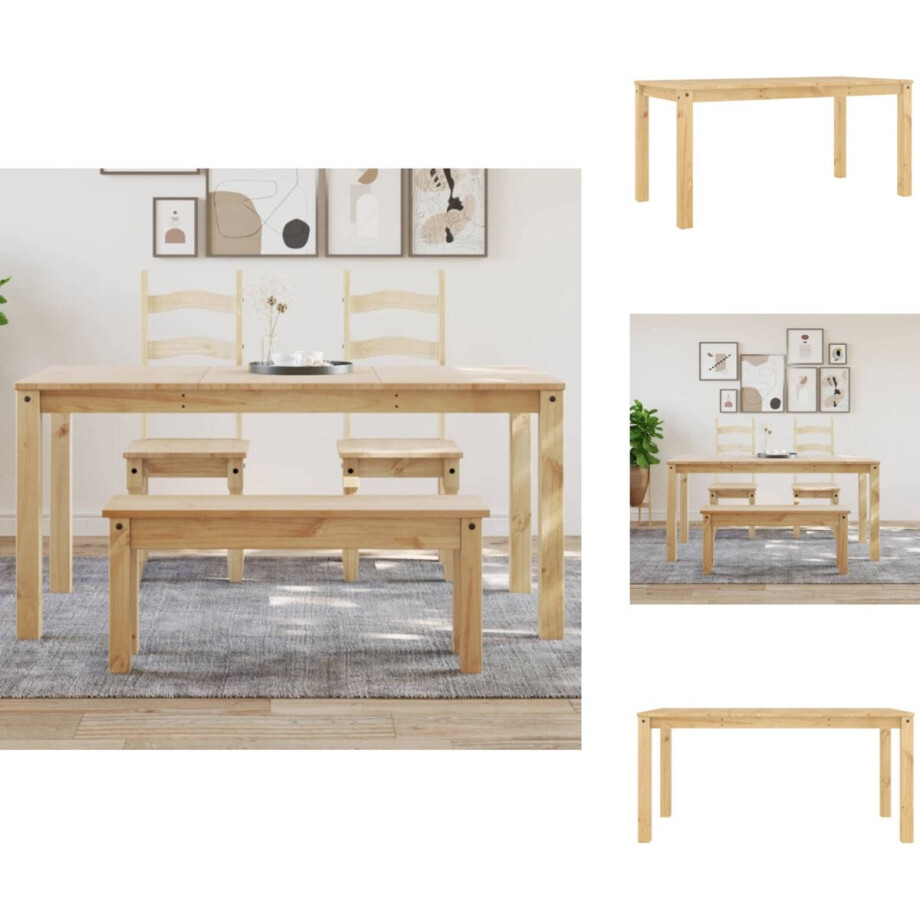 vidaXL Eettafel - Eettafels - Eetkamertafel - Tafel - Eettafel Panama 160x80x75 cm massief grenenhout afbeelding 1
