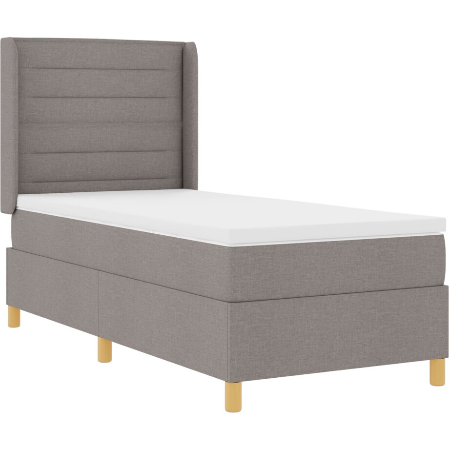 vidaXL - Boxspring - bed - met - LED-stripverlichting - Taupe - 90 - x - 190 - cm - Stof vidaXL - Boxspring - bed - met - LED-stripverlichting - Taupe - 90 - x - 190 - cm - Stof afbeelding 1