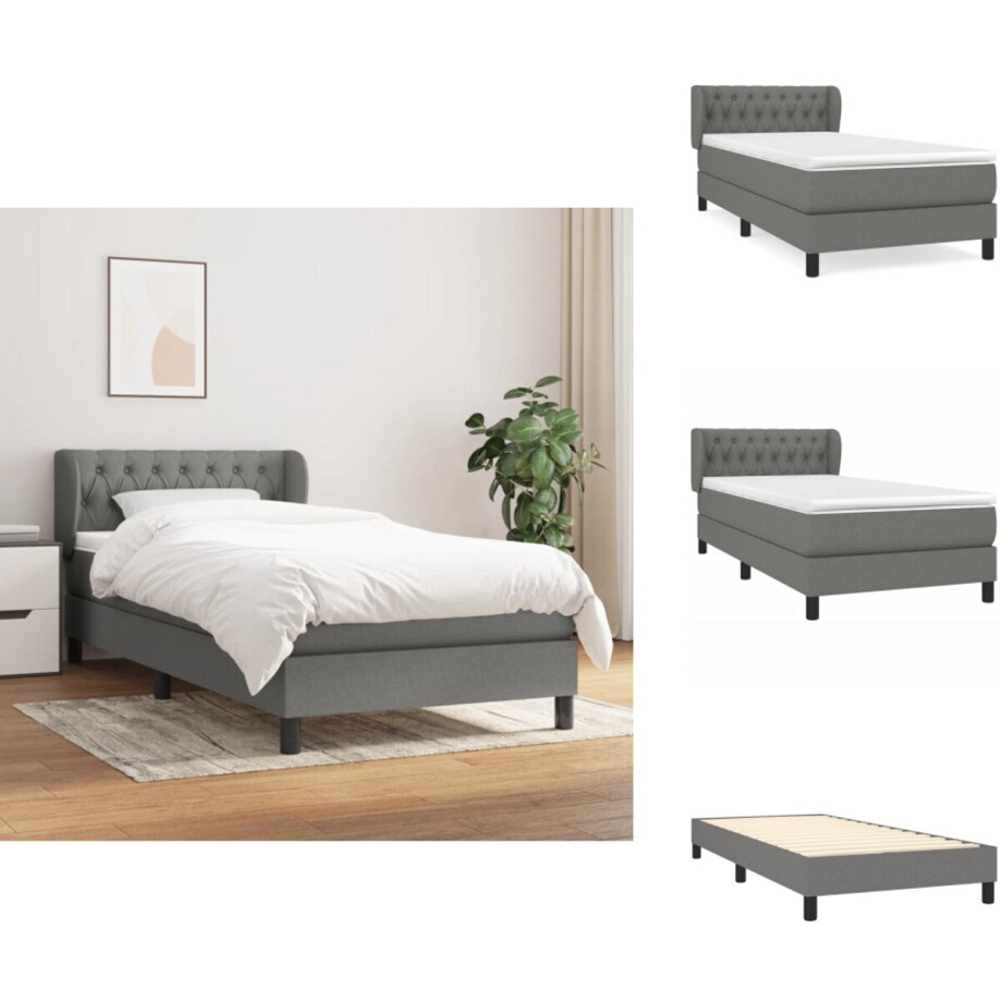 vidaXL Boxspring - Boxsprings - Bed - Slaapmeubel - Boxspring met matras stof donkergrijs 100x200 cm vidaXL Boxspring - Boxsprings - Bed - Slaapmeubel - Boxspring met matras stof donkergrijs 100x200 cm afbeelding 1