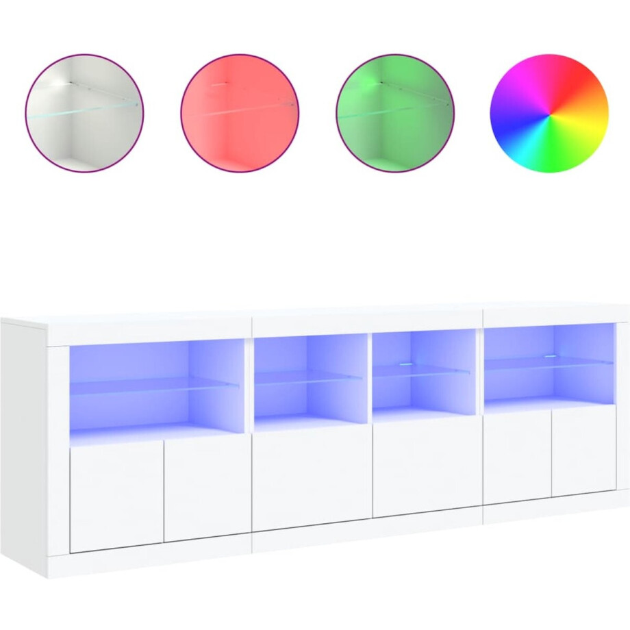 vidaXL - Dressoir - met - LED-verlichting - 202x37x67 - cm - wit afbeelding 1