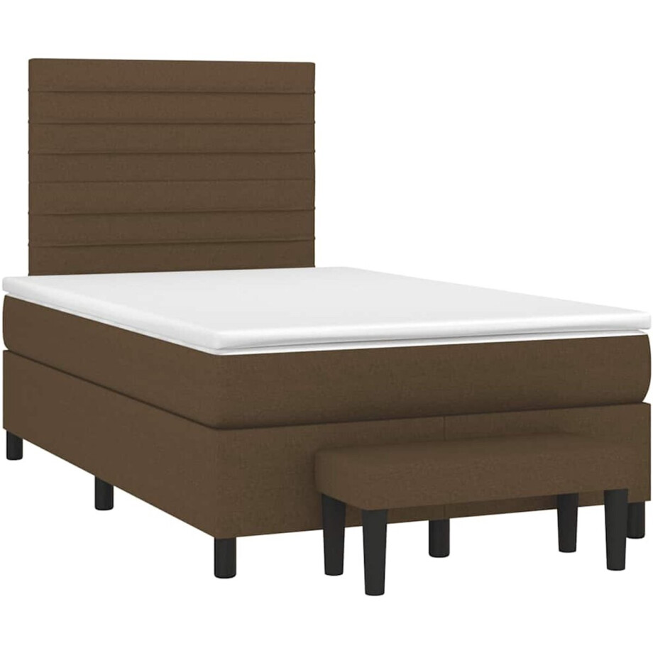 vidaXL - Boxspring - met - matras - stof - donkerbruin - 120x190 - cm vidaXL - Boxspring - met - matras - stof - donkerbruin - 120x190 - cm afbeelding 1