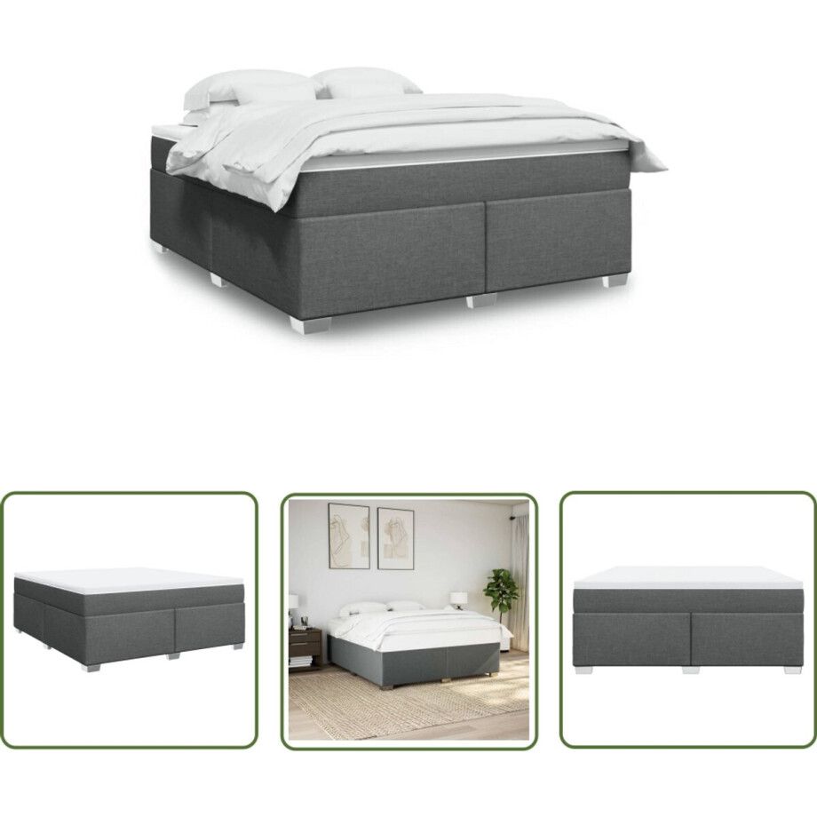 vidaXL Boxspring Bed - Boxspring - Boxspring met matras stof donkergrijs 180x200 cm - Slaapcomfort - Matras - Pocketveringmatras vidaXL Boxspring Bed - Boxspring - Boxspring met matras stof donkergrijs 180x200 cm - Slaapcomfort - Matras - Pocketveringmatras afbeelding 1