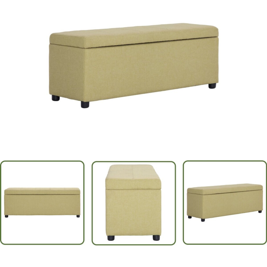 vidaXL - Bankje - met - opbergvak - 116 - cm - polyester - groen afbeelding 1