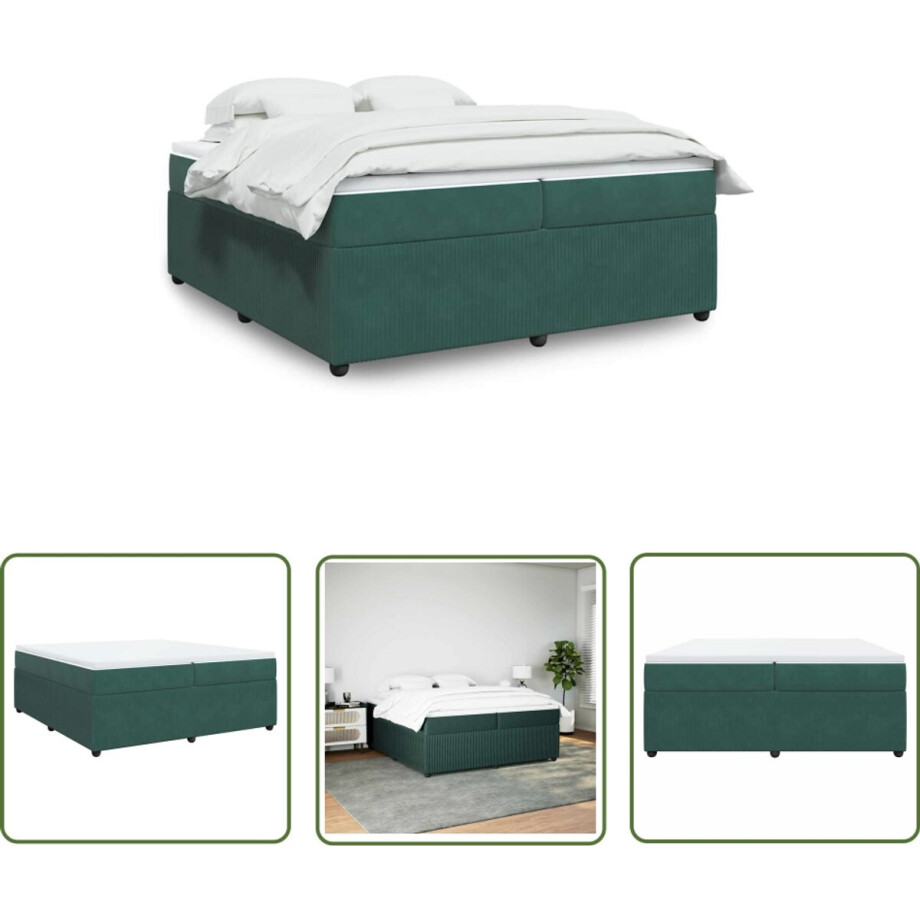 vidaXL Boxspring Bed - Boxspring - Boxspring met matras fluweel donkergroen 200x200 cm - Fluweel Bed - Dark Green Bed - Tweepersoons Bed vidaXL Boxspring Bed - Boxspring - Boxspring met matras fluweel donkergroen 200x200 cm - Fluweel Bed - Dark Green Bed - Tweepersoons Bed afbeelding 1