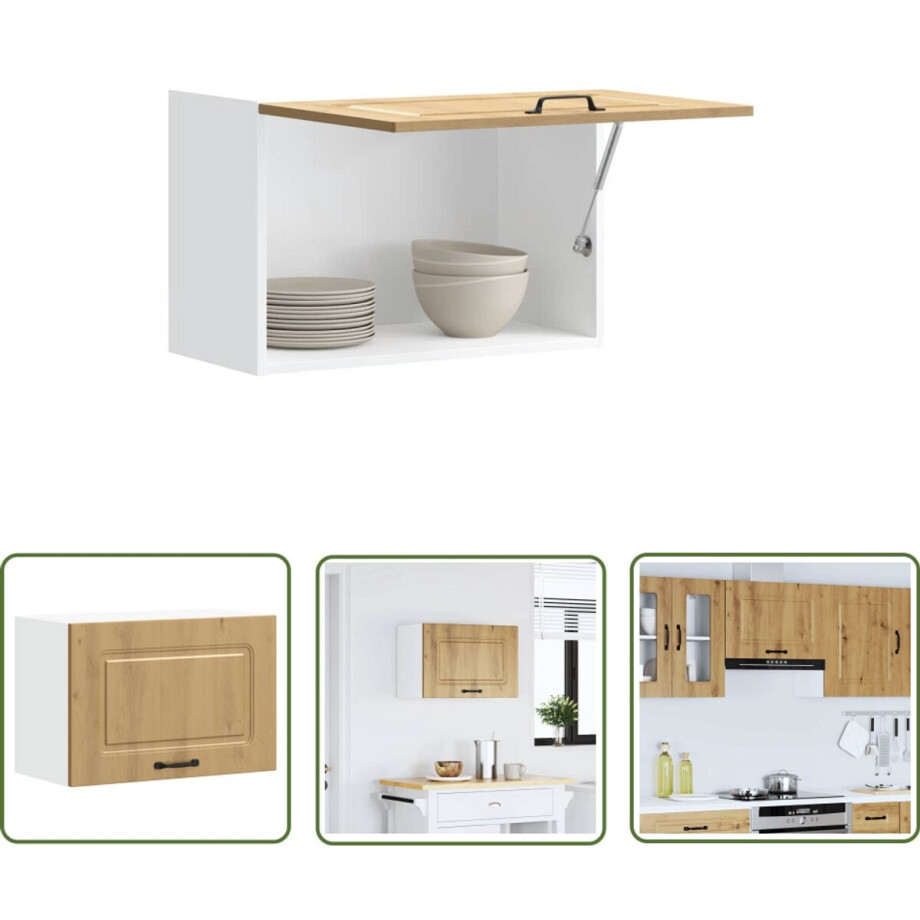 vidaXL Houten Keukenkast - Keukenwandkast - Keukenwandkast Kalmar bewerkt hout artisanaal eikenkleur - Opslagruimte Keuken - Keuken Organisatie - Eiken Kleur vidaXL Houten Keukenkast - Keukenwandkast - Keukenwandkast Kalmar bewerkt hout artisanaal eikenkleur - Opslagruimte Keuken - Keuken Organisatie - Eiken Kleur afbeelding 1