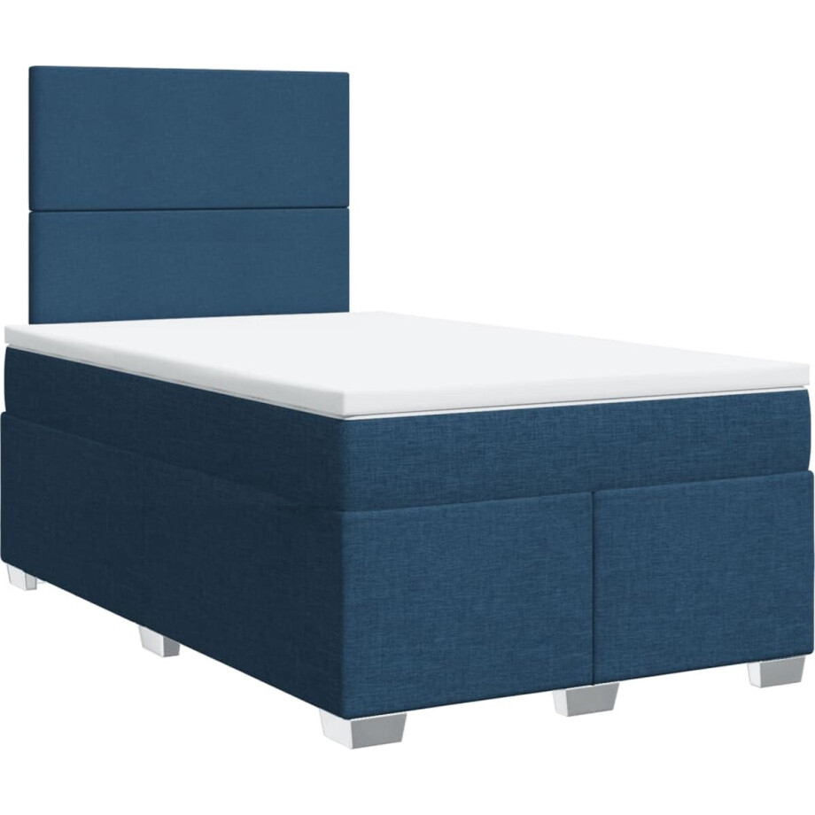 vidaXL - Boxspring - met - matras - stof - blauw - 120x200 - cm afbeelding 1