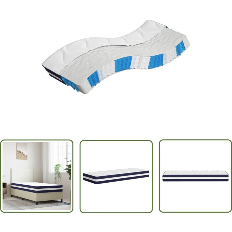vidaXL Matras - Pocketveringmatras - Pocketveringmatras middelhard-hard 70x200 cm - Slaapcomfort - Pocketveren - Schuimmatras afbeelding 1