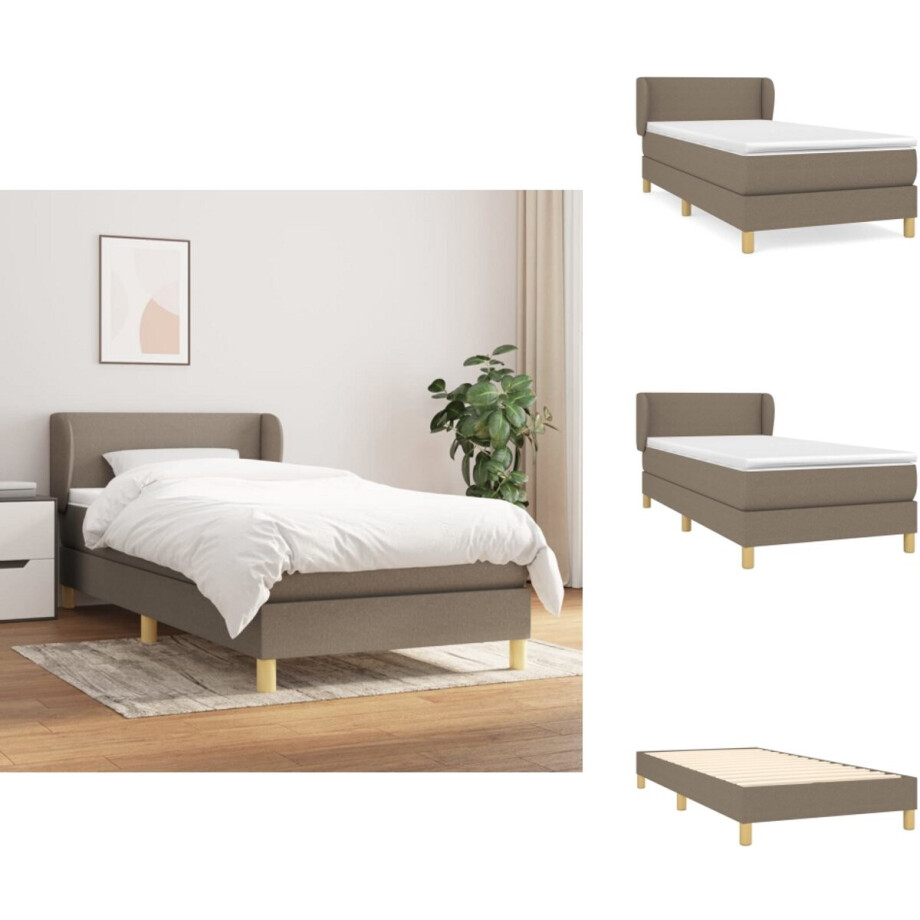 vidaXL Boxspring - Boxsprings - Bed - Slaapmeubel - Boxspring met matras stof taupe 80x200 cm afbeelding 1