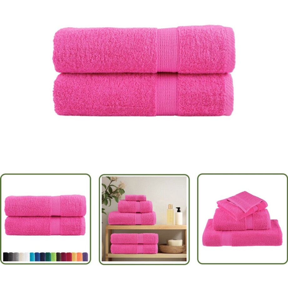 vidaXL Handdoek - Badhanddoek - Badhanddoeken SOLUND 2 st 600 g/m² 100x150 cm - Roodoranje - Badkamertextiel - Katoen Handdoek afbeelding 1