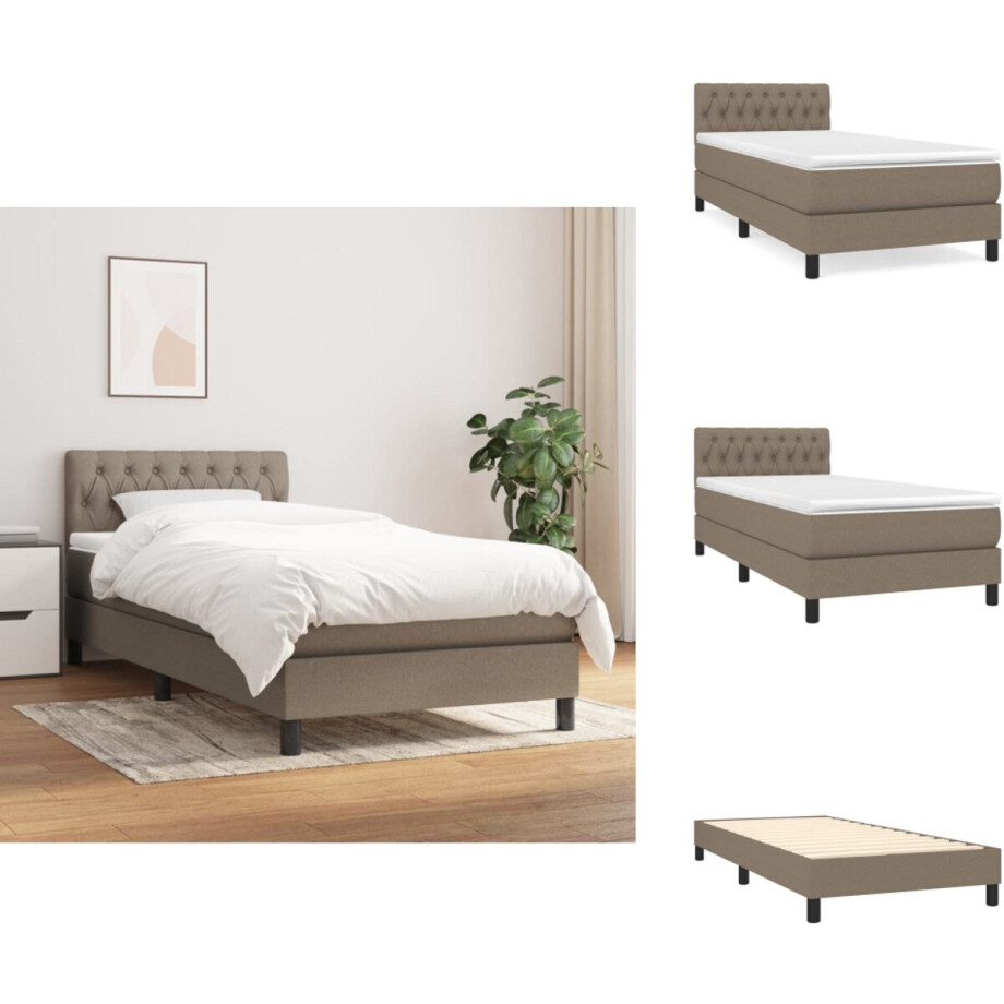vidaXL Boxspring - Boxsprings - Bed - Slaapmeubel - Boxspring met matras stof taupe 100x200 cm vidaXL Boxspring - Boxsprings - Bed - Slaapmeubel - Boxspring met matras stof taupe 100x200 cm afbeelding 1