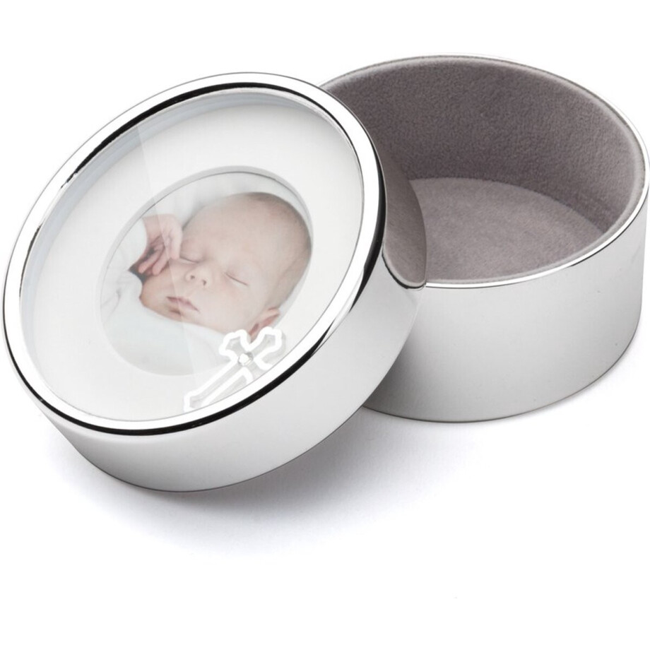 Zilverstad - Verzilverd bewaardoosje doop + fotolijst afbeelding 1