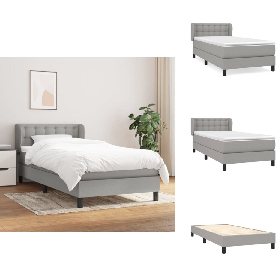 vidaXL Boxspring - Boxsprings - Bed - Slaapmeubel - Boxspring met matras stof lichtgrijs 80x200 cm vidaXL Boxspring - Boxsprings - Bed - Slaapmeubel - Boxspring met matras stof lichtgrijs 80x200 cm afbeelding 1