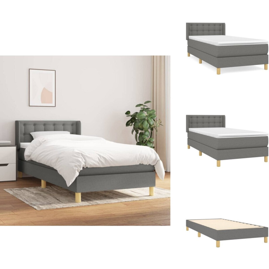 vidaXL Boxspring - Boxsprings - Bed - Slaapmeubel - Boxspring met matras stof donkergrijs 80x200 cm vidaXL Boxspring - Boxsprings - Bed - Slaapmeubel - Boxspring met matras stof donkergrijs 80x200 cm afbeelding 1