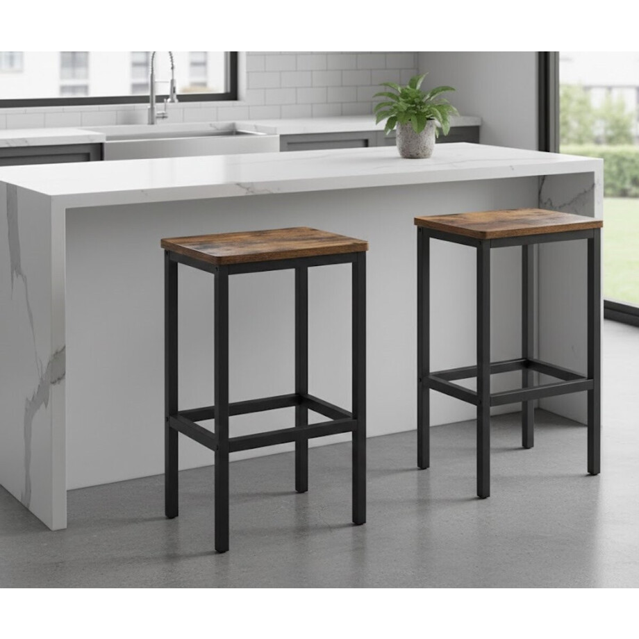 Industriële Barkrukken Set van 2 – Vintage Bruin-Zwarte Barstoelen voor Keuken, Eetkamer & Woonkamer – Hoogwaardige Stoelen 40x30x65 cm – Comfortabel & Stevig Stalen Frame Vita Interior Industriële Barkrukken Set van 2 – Vintage Bruin-Zwarte Barstoelen voor Keuken, Eetkamer & Woonkamer – Hoogwaardige Stoelen 40x30x65 cm – Comfortabel & Stevig Stalen Frame Vita Interior afbeelding 1