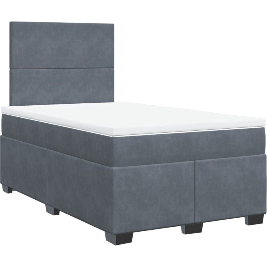 vidaXL - Boxspring - met - matras - fluweel - donkergrijs - 120x190 - cm afbeelding 1