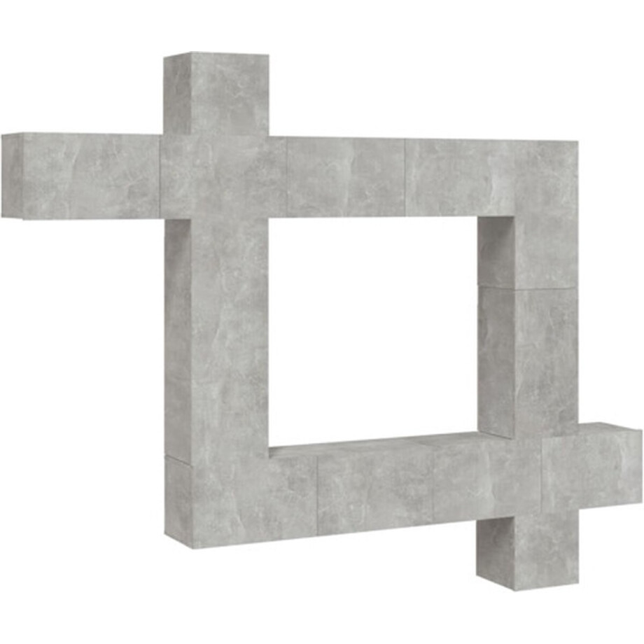 vidaXL - 9-delige - Tv-meubelset - bewerkt - hout - betongrijs afbeelding 1