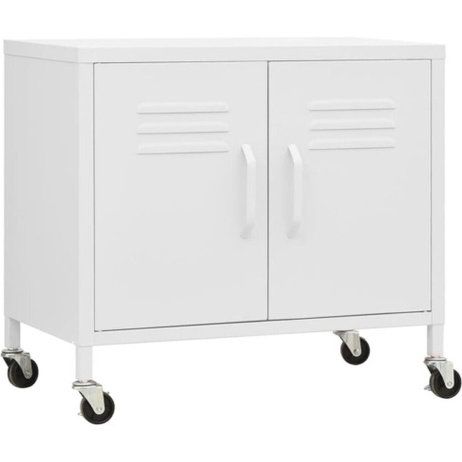 vidaXL - Opbergkast - 60x35x56 - cm - staal - wit vidaXL - Opbergkast - 60x35x56 - cm - staal - wit afbeelding 1