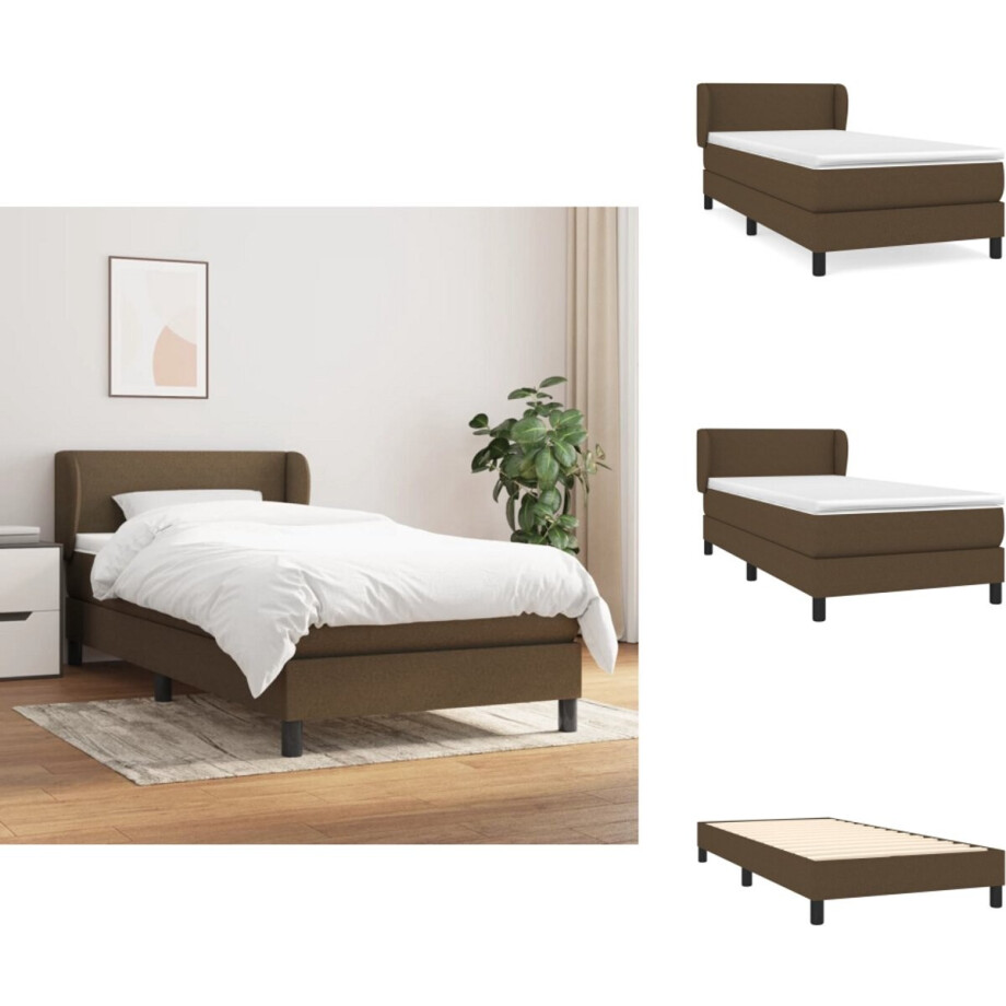 vidaXL Boxspring - Boxsprings - Bed - Slaapmeubel - Boxspring met matras stof donkerbruin 100x200 cm vidaXL Boxspring - Boxsprings - Bed - Slaapmeubel - Boxspring met matras stof donkerbruin 100x200 cm afbeelding 1