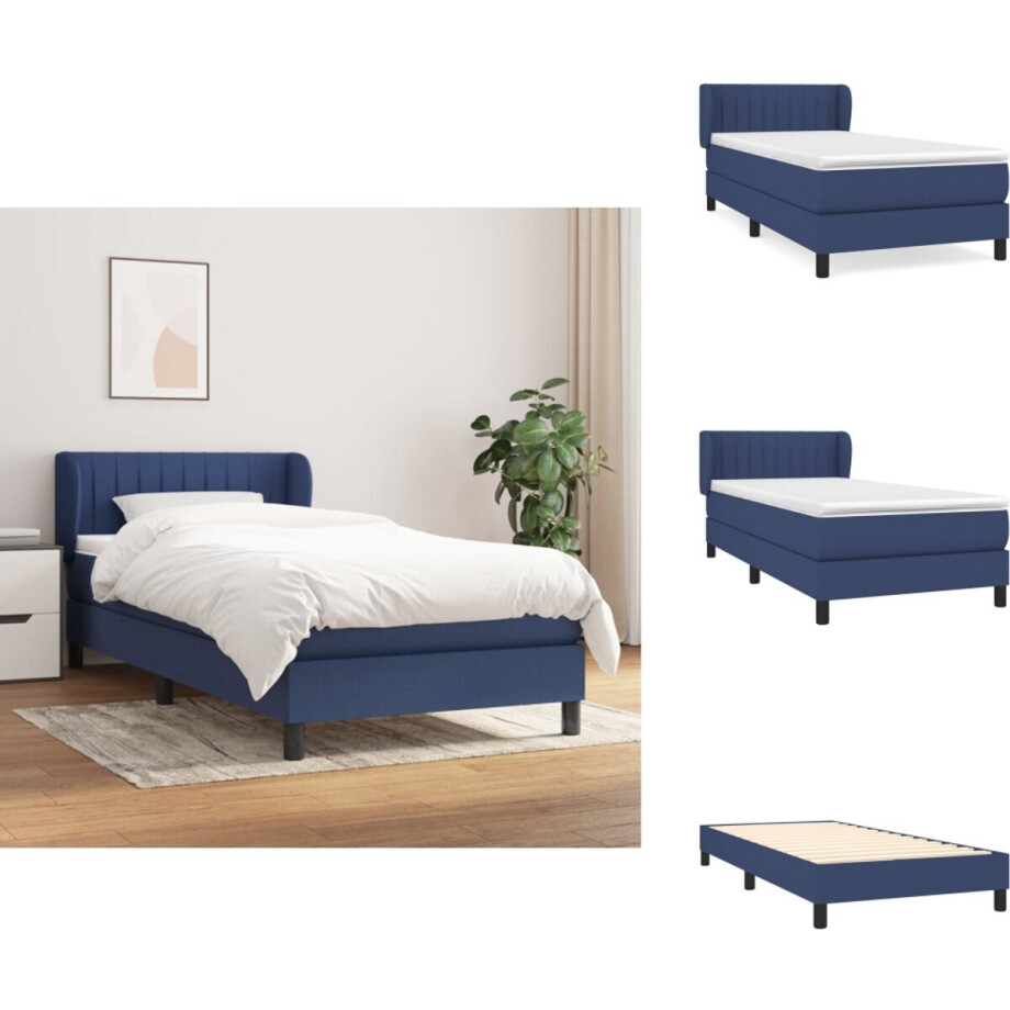 vidaXL Boxspring - Boxsprings - Bed - Slaapmeubel - Boxspring met matras stof blauw 80x200 cm afbeelding 1