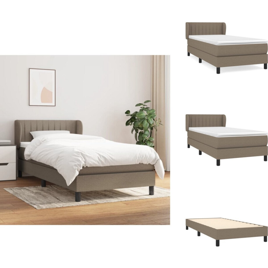 vidaXL Boxspring - Boxsprings - Bed - Slaapmeubel - Boxspring met matras stof taupe 100x200 cm vidaXL Boxspring - Boxsprings - Bed - Slaapmeubel - Boxspring met matras stof taupe 100x200 cm afbeelding 1